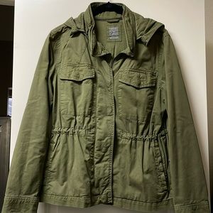 Gap Army Green Utility Jacket with removable hood